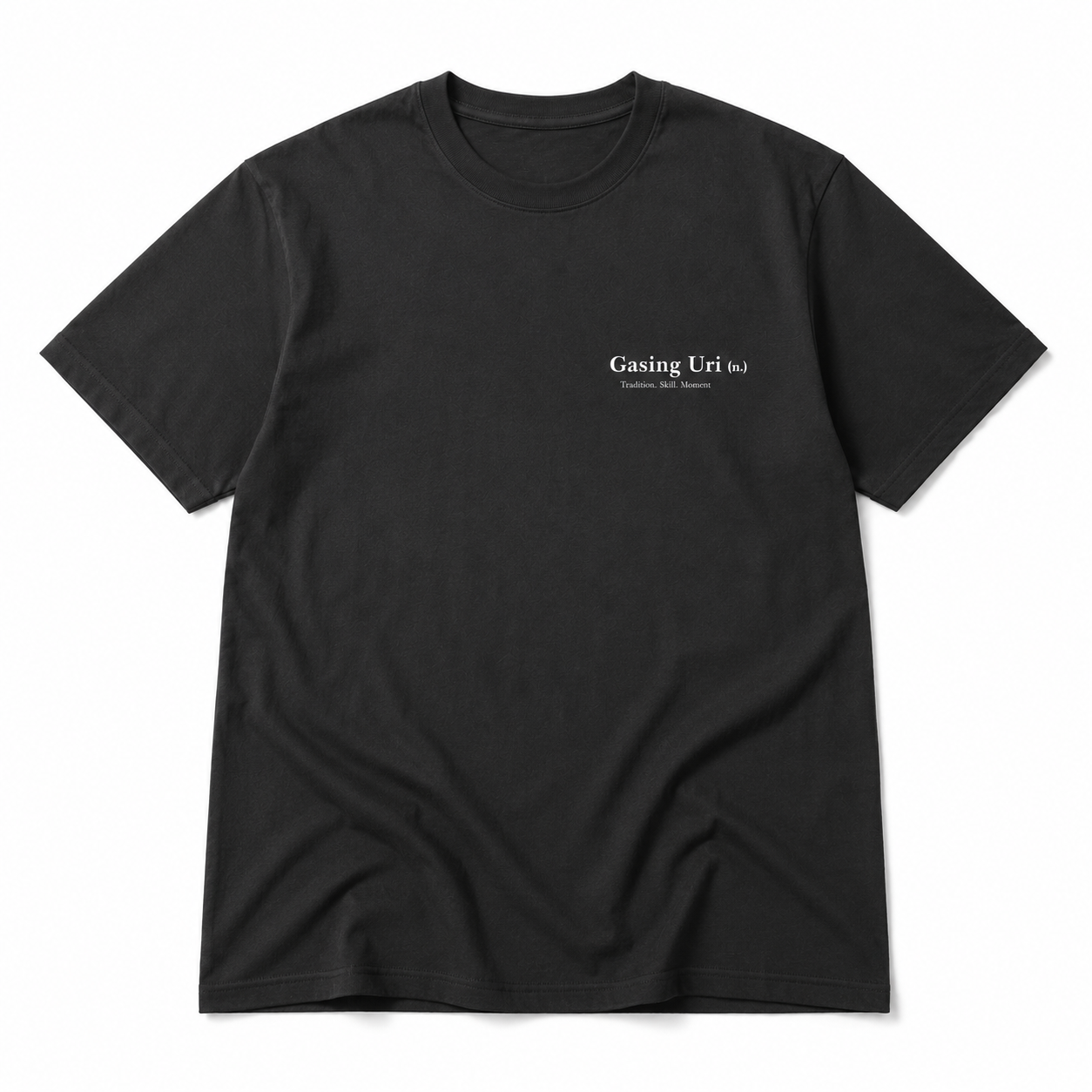 Lexicon Gasing Uri black t-shirt, front view with chest mark